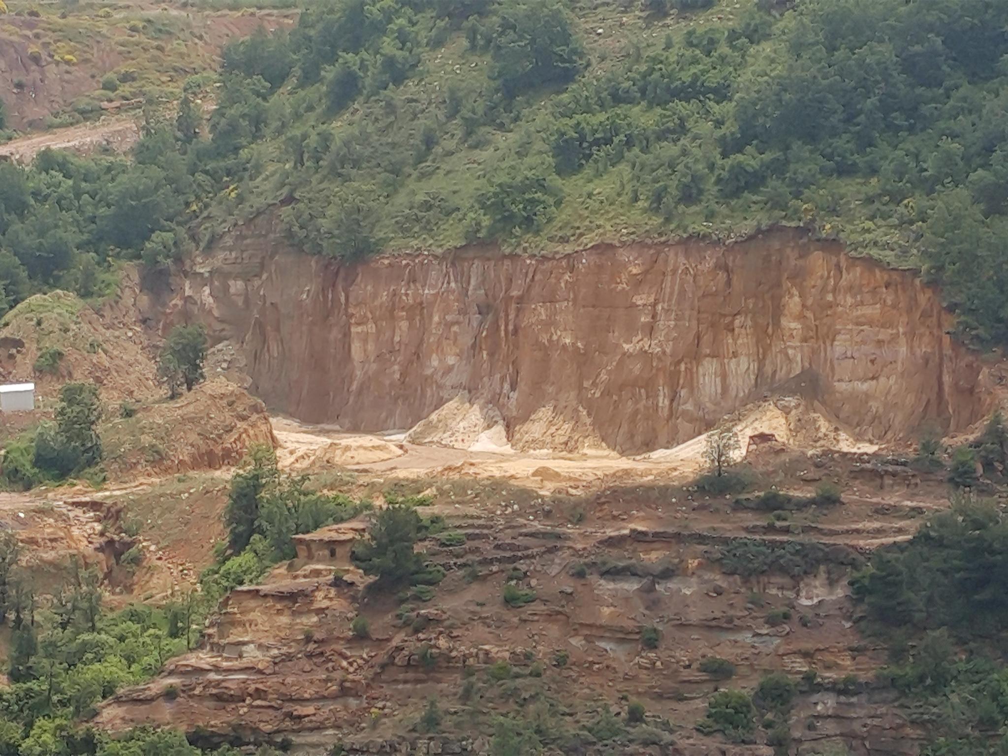 A quarry cuts into an entire hill in the Lebanese mountains at Tarshish (Nelofer Pazira)
