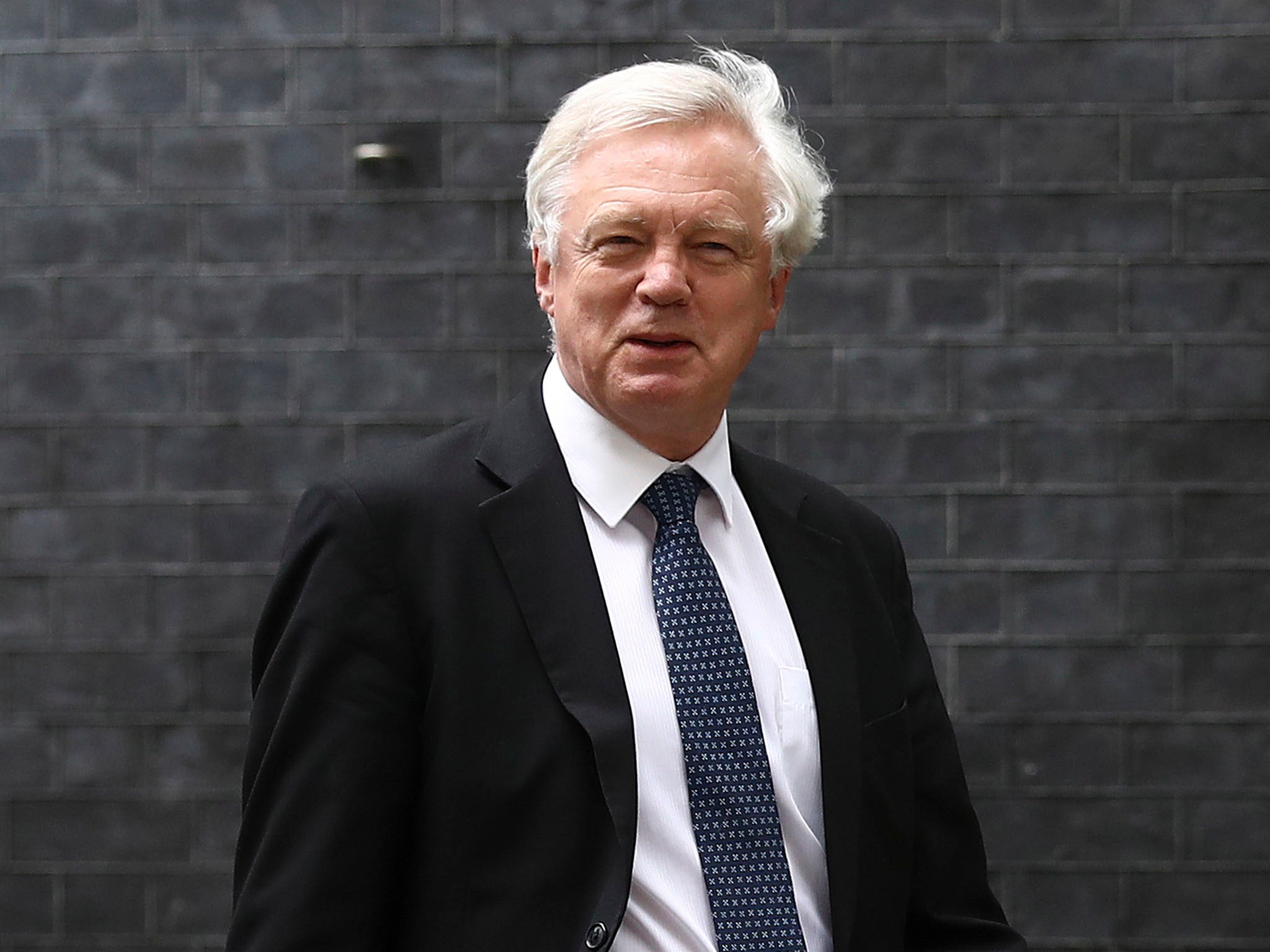 Secretary of state for exiting the European Union David Davis leaves No 10 Downing Street