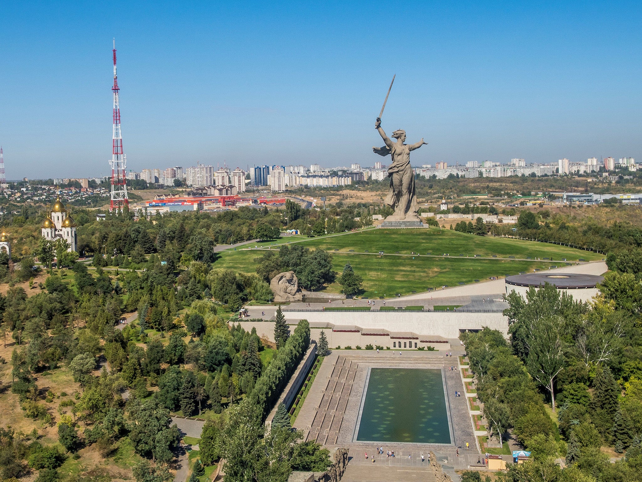 Mother Homeland statue at the Mamayev Kurgan World War Two memorial complex in Volgograd