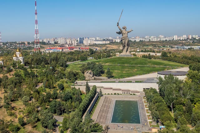 Mother Homeland statue at the Mamayev Kurgan World War Two memorial complex in Volgograd