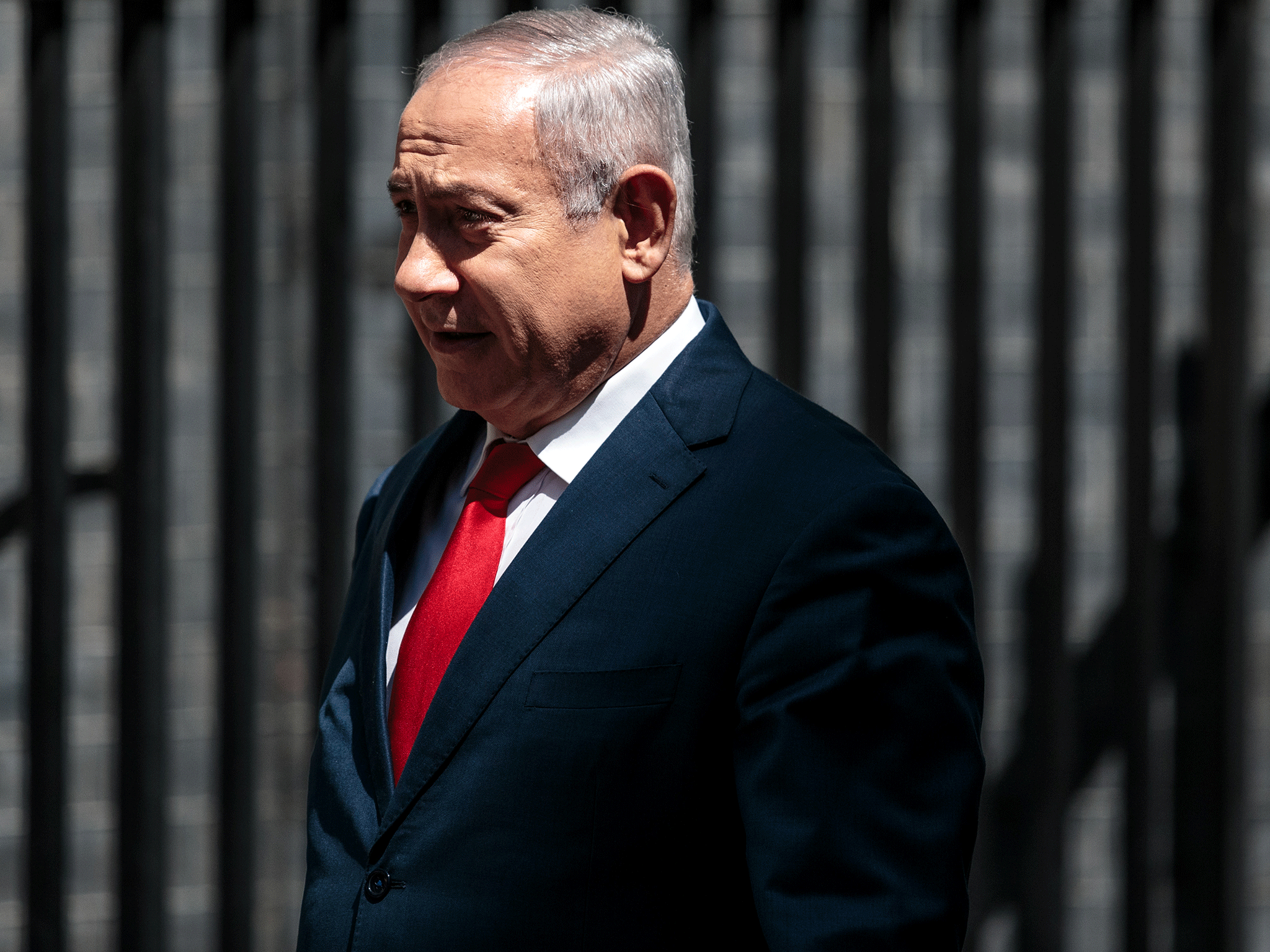 Israeli prime minister Benjamin Netanyahu arrives to meet British prime minister Theresa May on Downing Street on Wednesday