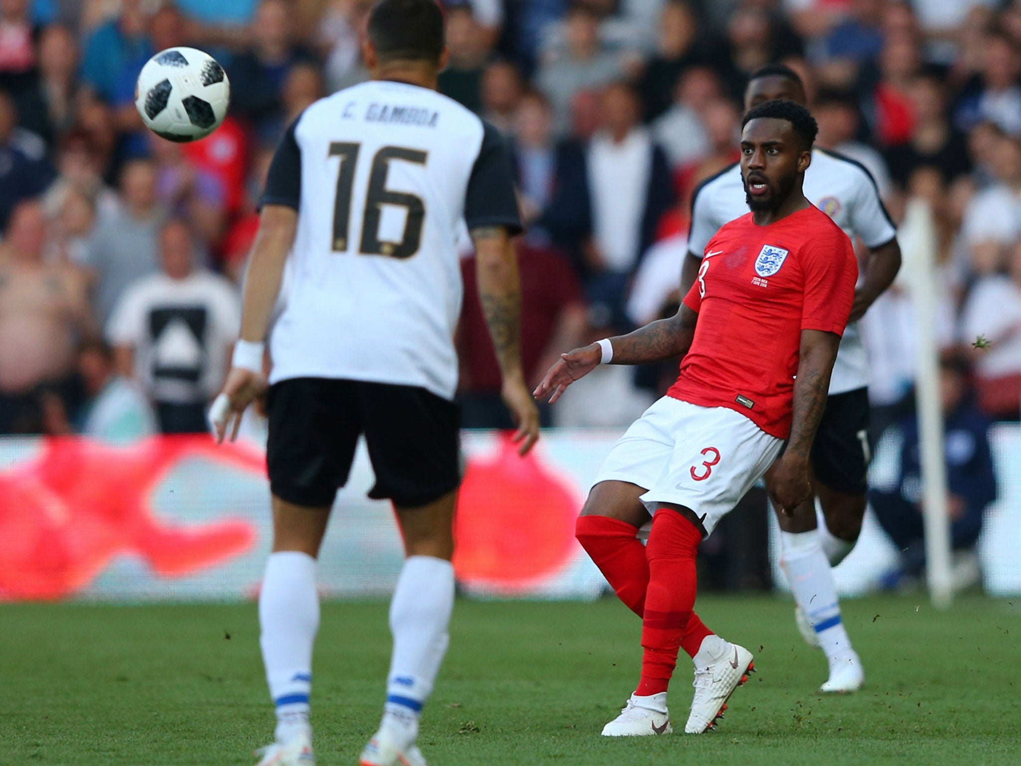 Danny Rose delivers a dangerous ball into the box for England