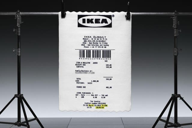 Ikea's new collaboration with Virgil Abloh features a receipt rug (IKEA)