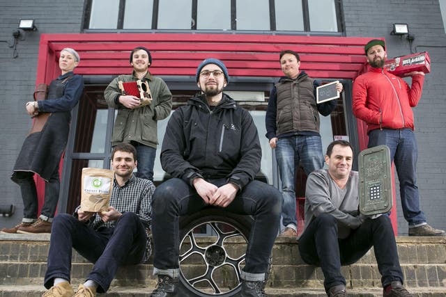 The eight entrepreneurs based temporarily at FIELD, a meanwhile use space in Preston Barracks, Brighton, ahead of its redevelopment.