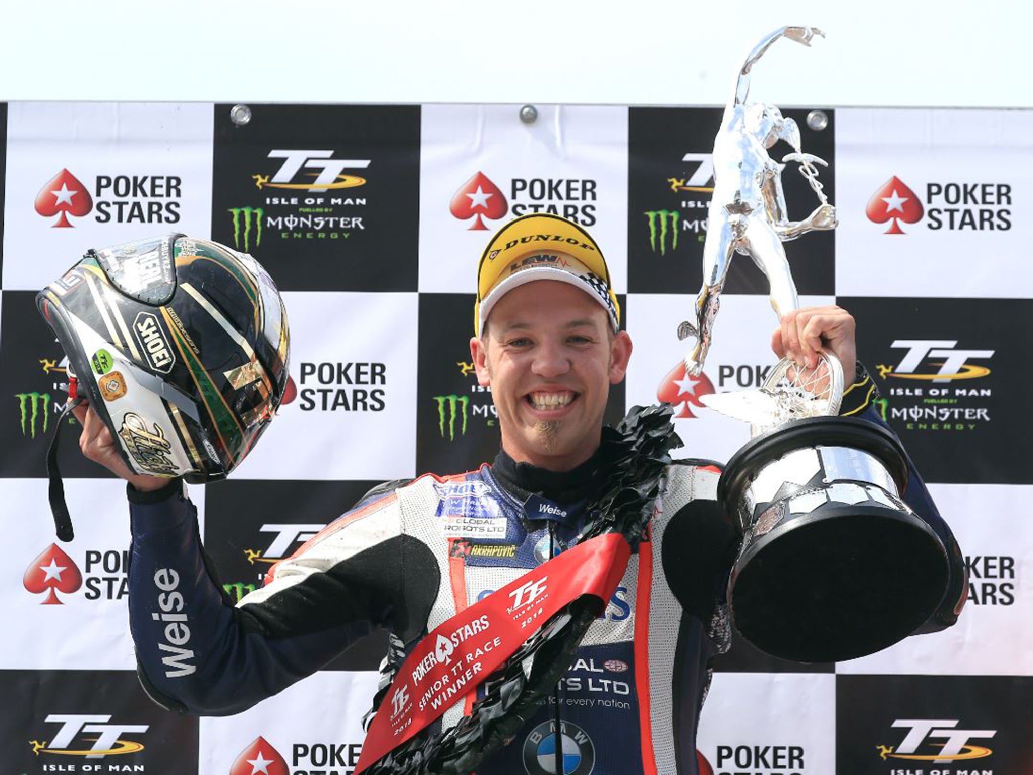 Peter Hickman celebrates winning the Isle of Man Senior TT