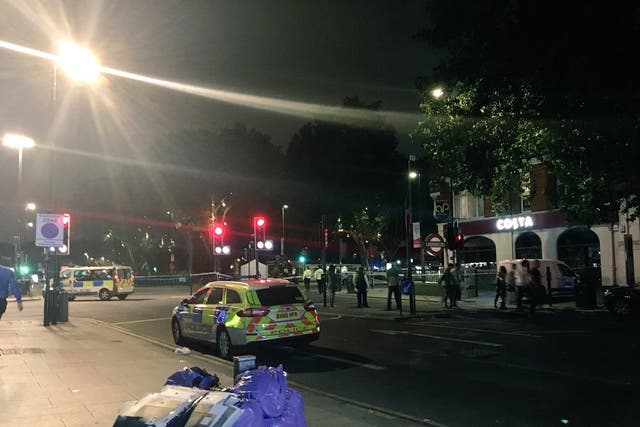 Police cordoned off the area around the tube station