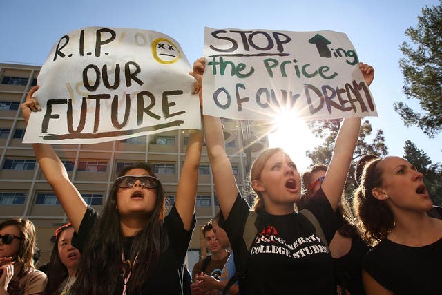 University of California students demonstrate against tuition fee hikes