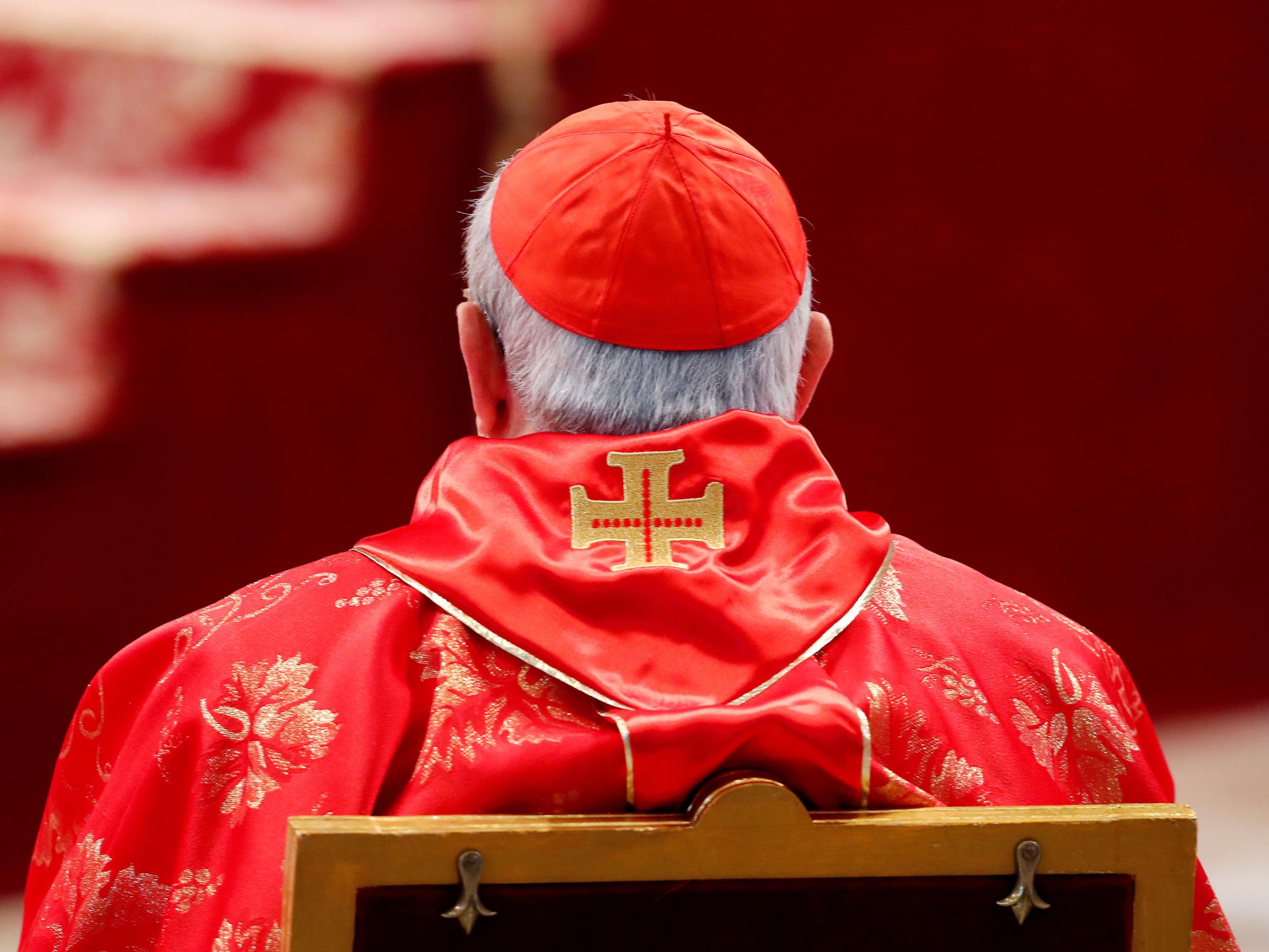 A cardinal attends a Mass of Pentecost at Saint Peter's Basilica at the Vatican on 20 May 2018.