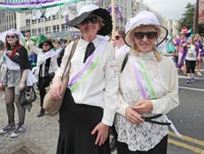 Thousands march through UK cities on centenary of women getting vote