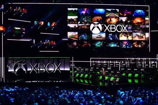 Phil Spencer, Executive President of Gaming at Microsoft addresses the audience at the Xbox 2018 E3 briefing in Los Angeles, California on June 10, 2018 ahead of the 24th Electronic Entertainment Expo which opens on June 12