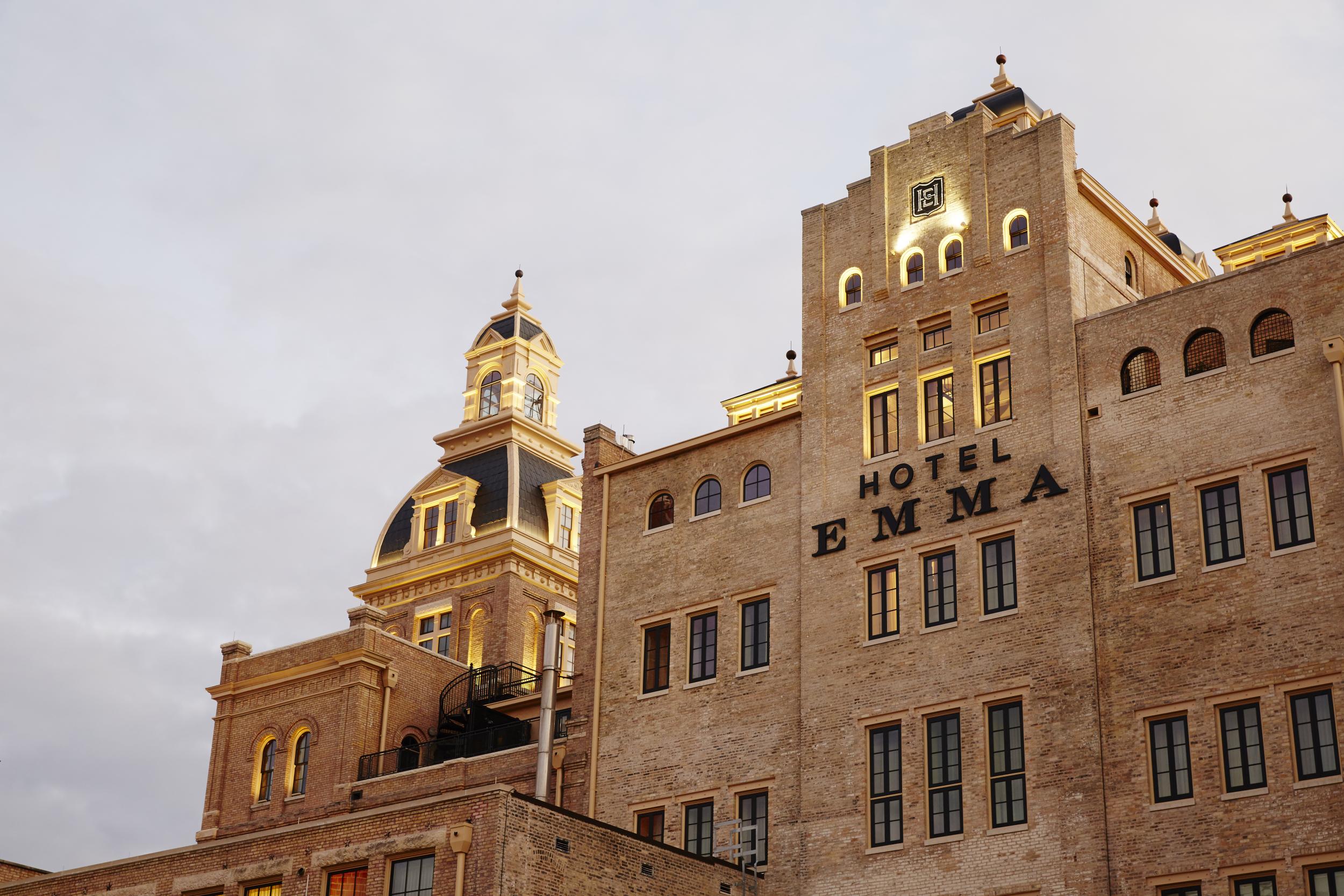 The imposing exterior of Hotel Emma