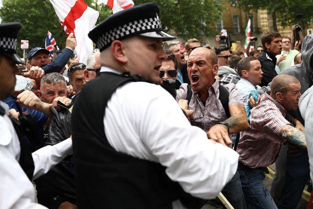 Supporters of the EDL demonstrate in Whitehall earlier this month