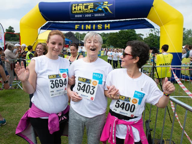 Timea Fordos (left), Elizabeth Barber (middle) and Delia Abaza at St Albans half marathon