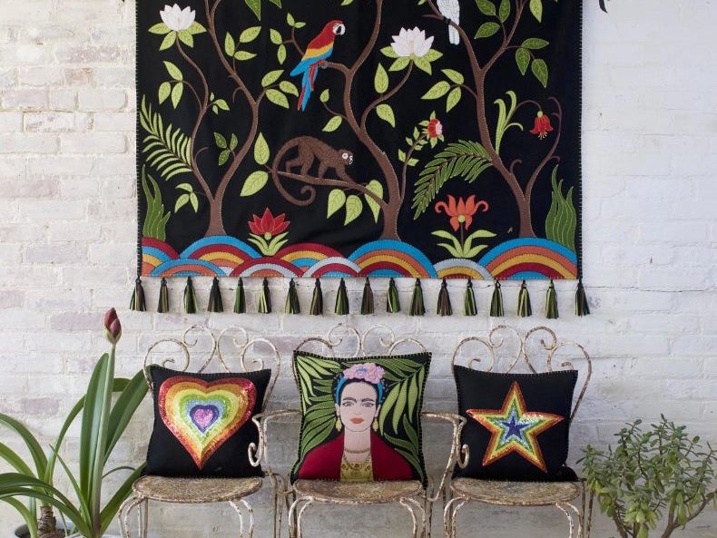 What could be more Frida than a portrait cushion, complete with a hand-embroidered unibrow?