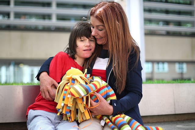 Charlotte Caldwell and her son Billy outside the Home Office