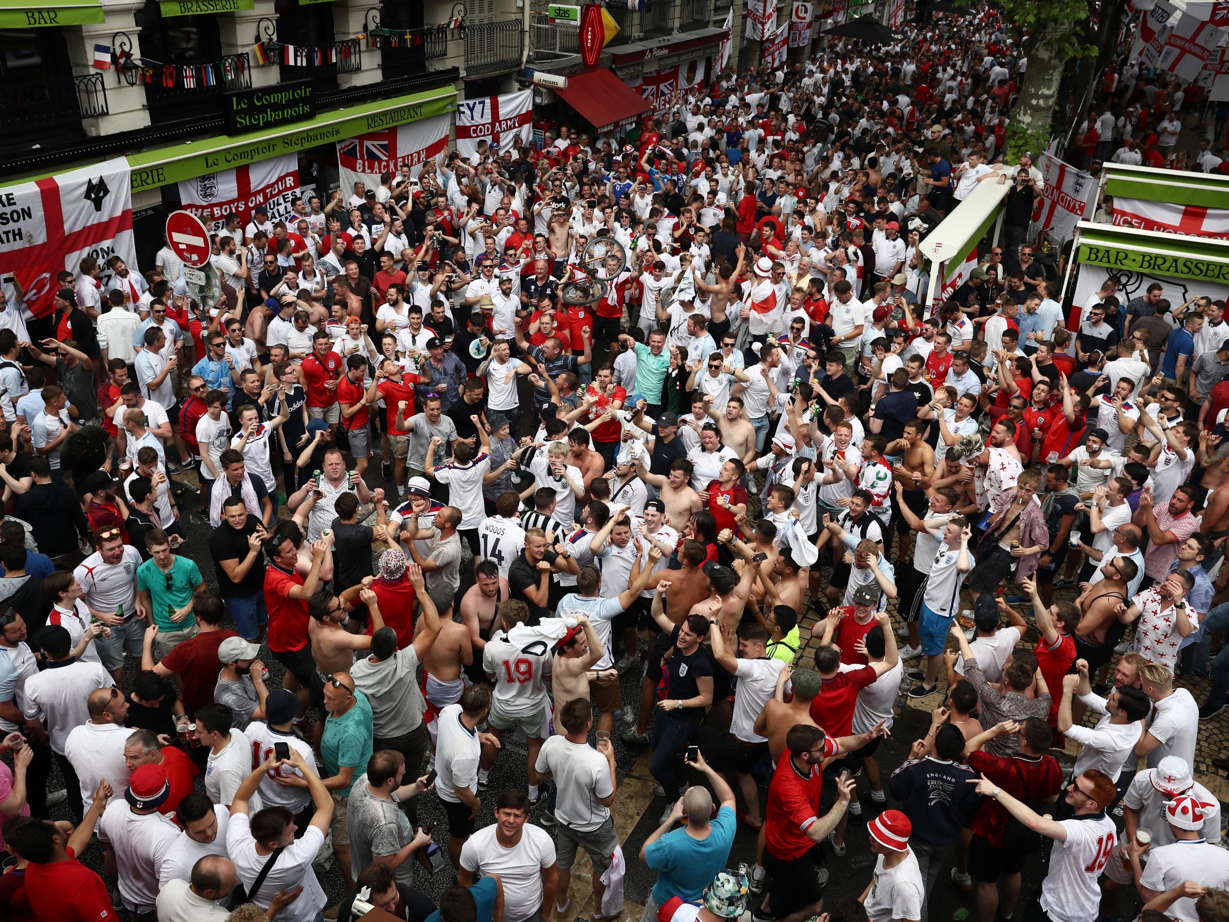 England fans at the 2016 European Championships in Saint-Etienne, France
