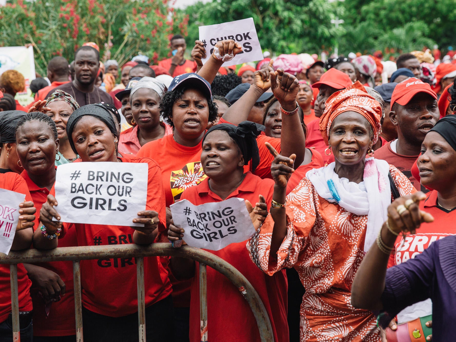 Protesters demand the return of some 200 schoolgirls abducted by Boko Haram in Nigeria