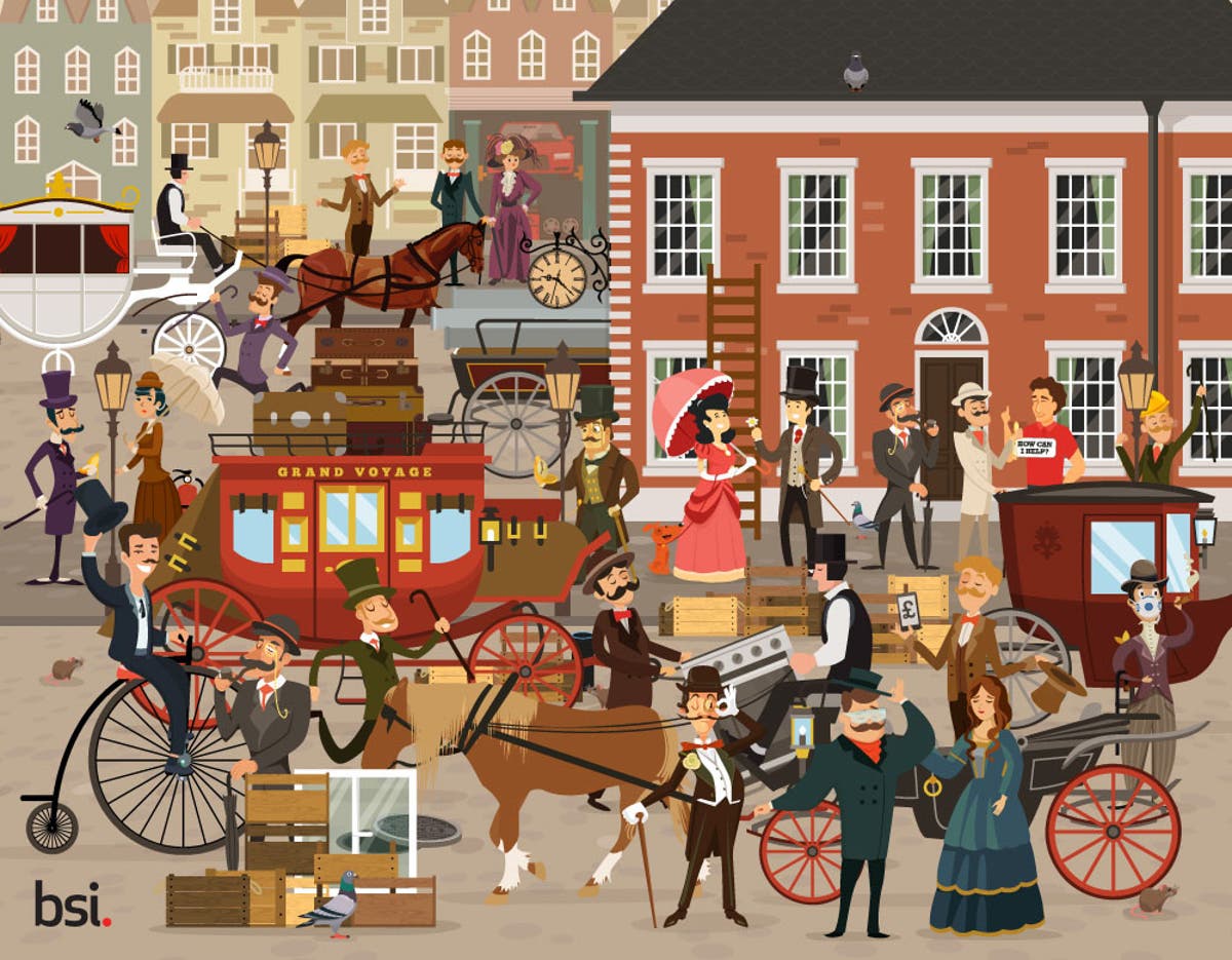 Can you spot the objects from a different era in this street scene?