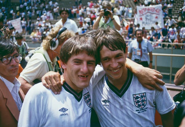 Peter Beardsley and Gary Lineker after England's 3-0 win over Paraguay in the last 16 at Mexico '86