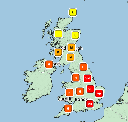 The pollen count is set to rise to very high levels on Father's Day across some areas of England