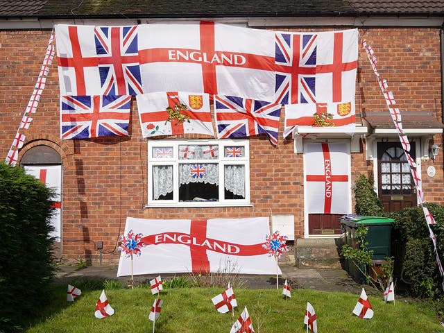 Patriotism or jingoism? A home in the Black Country is adorned with the St George and union flags