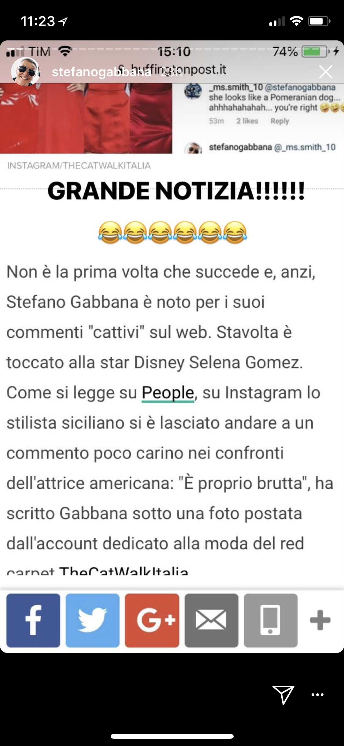 Dolce and gabbana outlet selena gomez comment