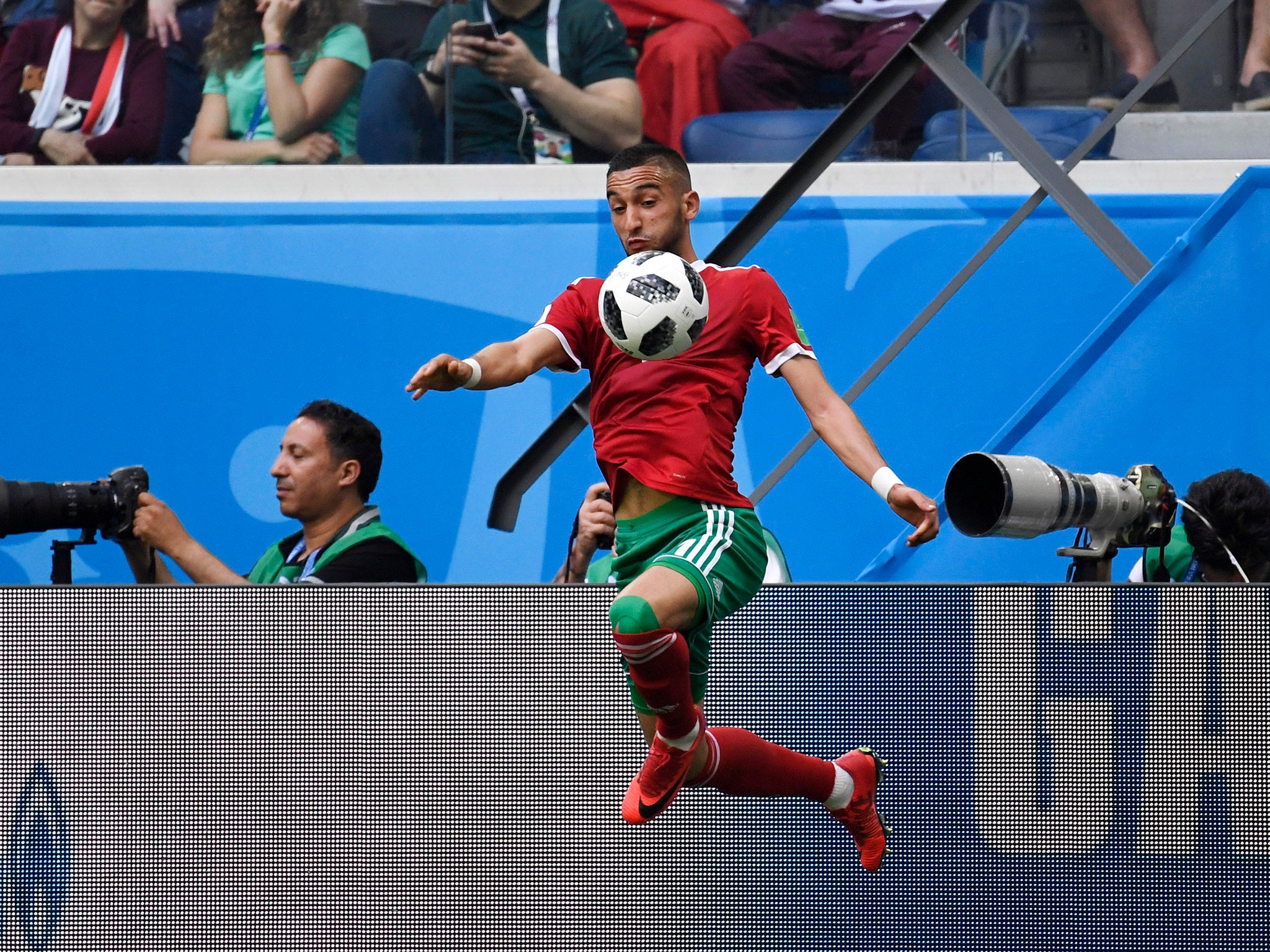 Hakim Ziyech in action for Morocco against Iran