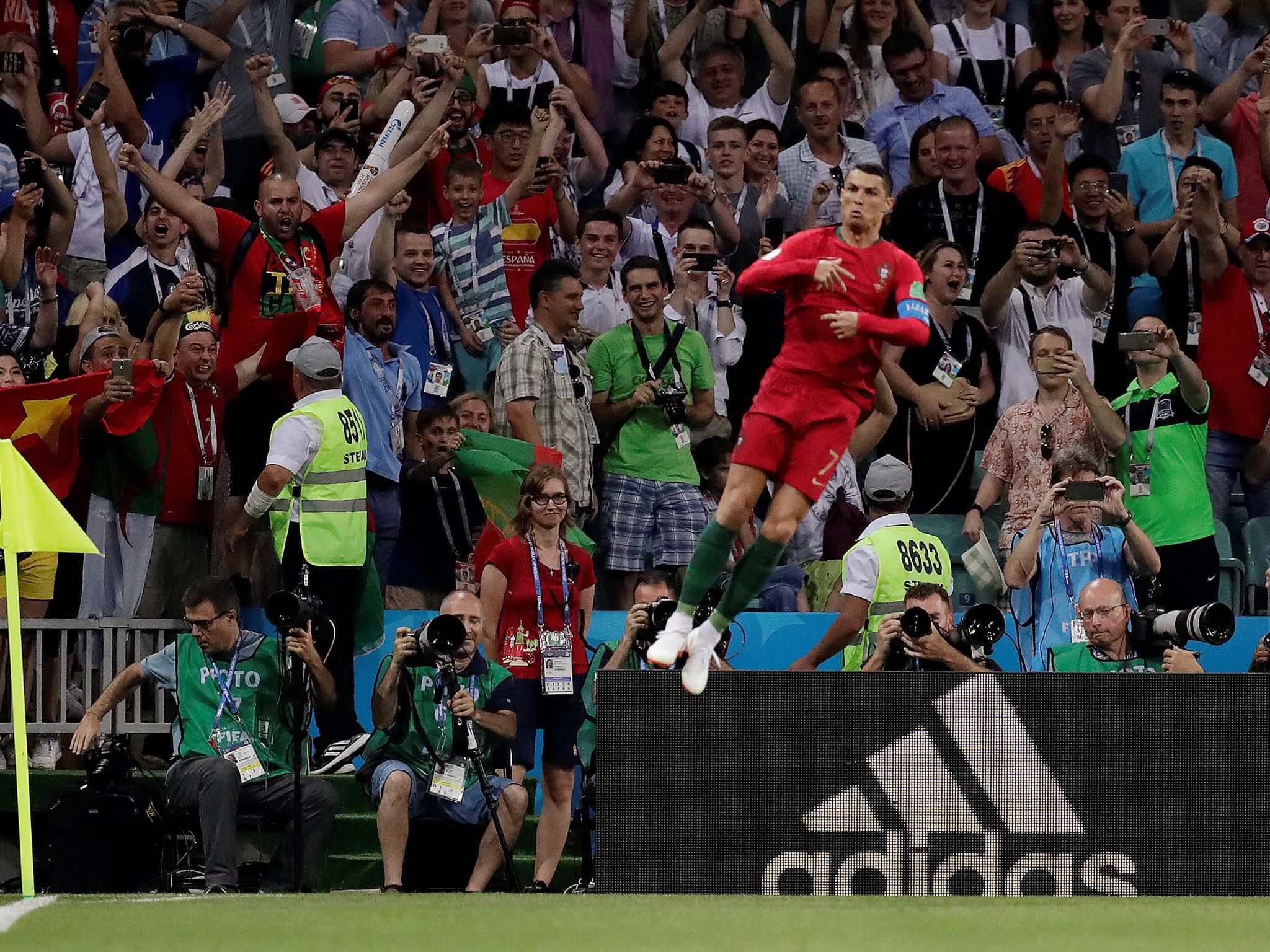 Ronaldo celebrates his penalty kick goal