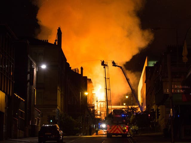 The Mackintosh Building at the Glasgow School of Art was ablaze for the second time in four years