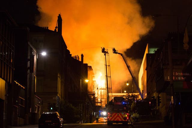 The Mackintosh Building at the Glasgow School of Art was ablaze for the second time in four years