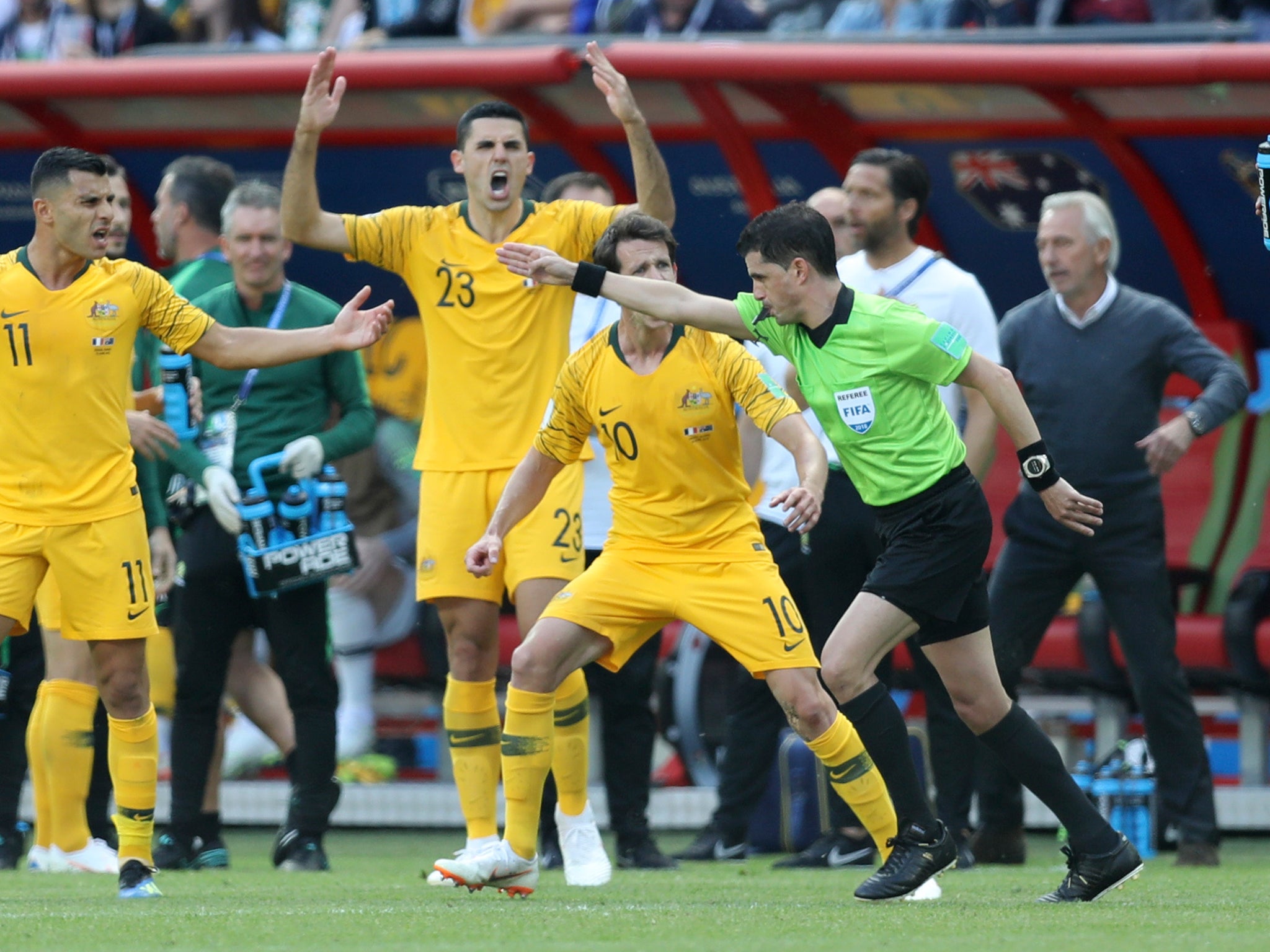 Referee Andres Cunha gave the first ever VAR awarded penalty