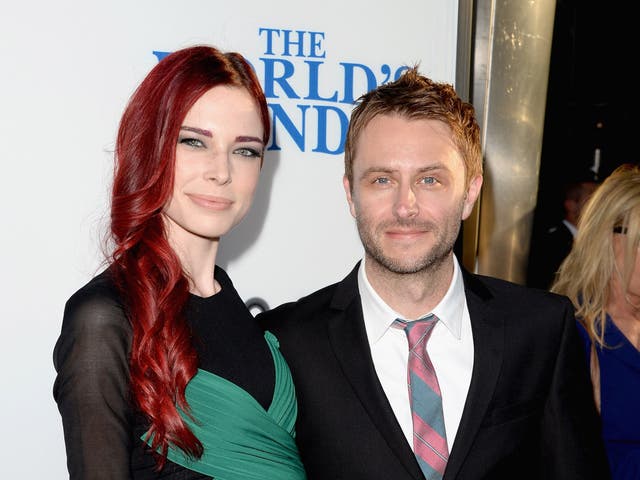 Actress Chloe Dykstra and comedian Chris Hardwick arrive at the premiere of Focus Features' "The World's End" at ArcLight Cinemas Cinerama Dome on August 21, 2013 in Hollywood, California. 