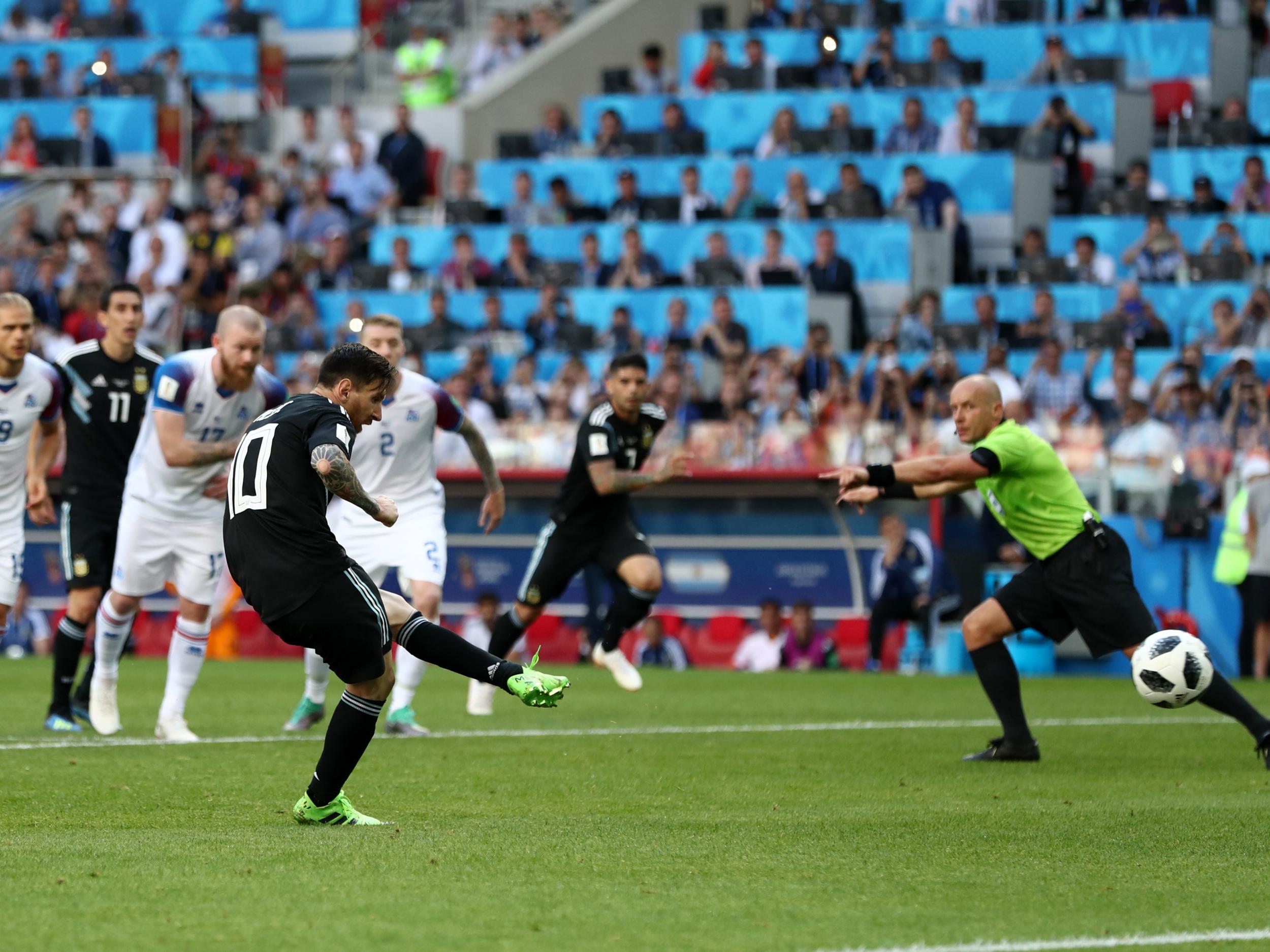Messi's spot-kick effort was saved by Iceland's goalkeeper