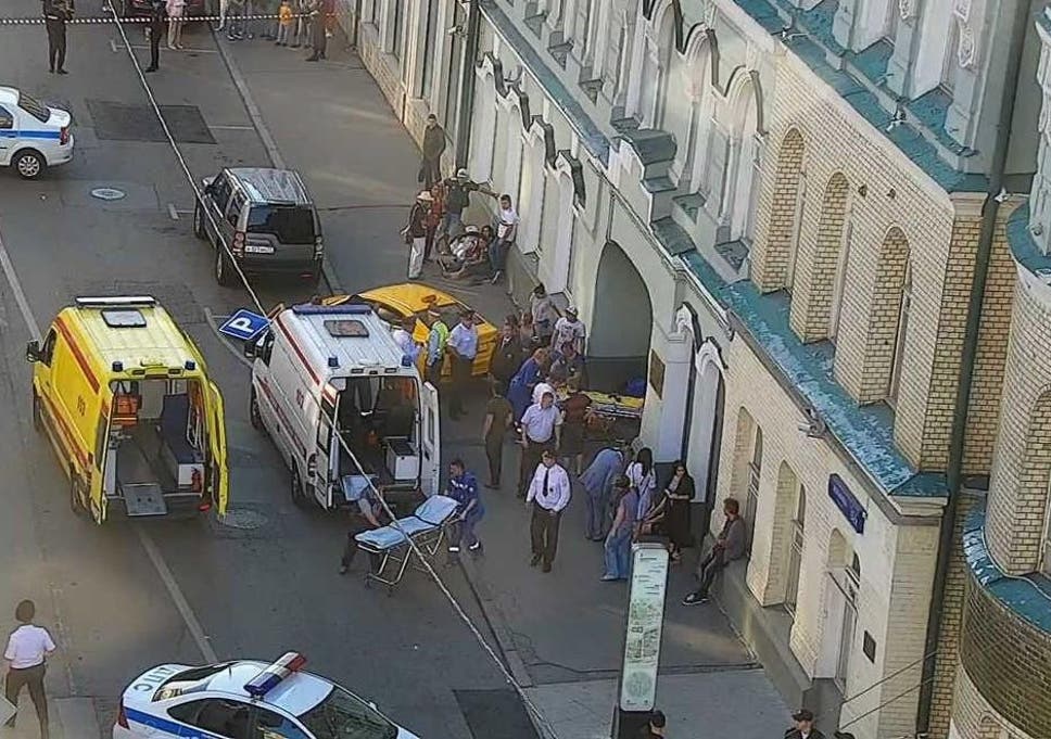 The scene in central Moscow after a taxi ploughed into world cup fans