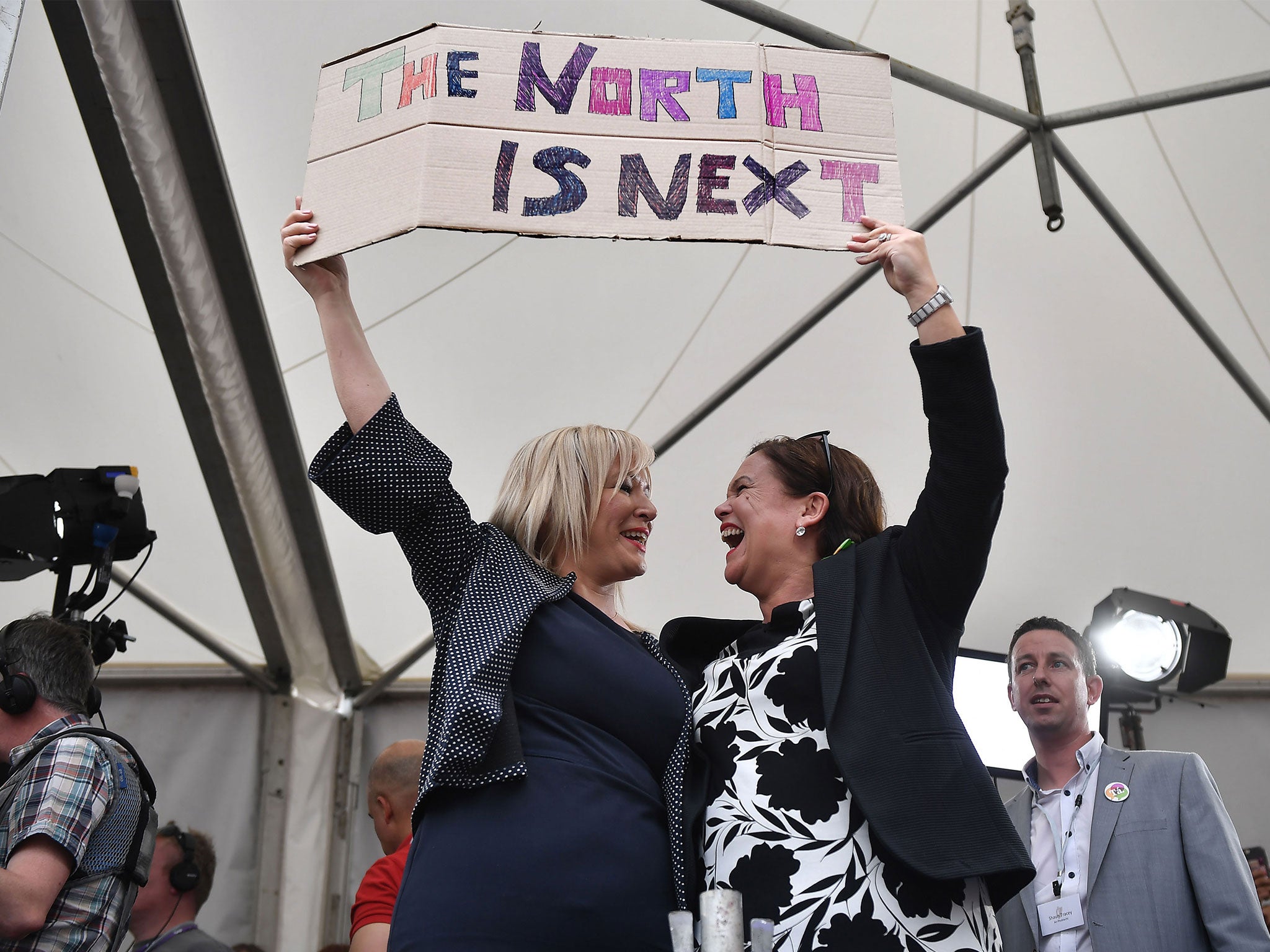 Sinn Fein leader Mary Lou McDonald (right) and deputy leader Michelle O'Neill at a pro-choice rally in Dublin in May