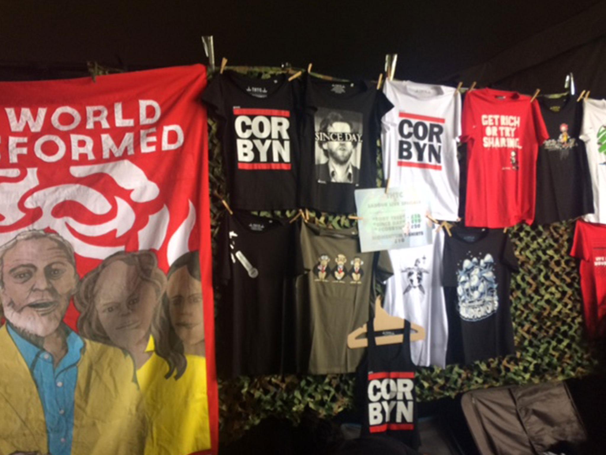 Apparel for sale at Labour Live (Sean O’Grady/The Independent)
