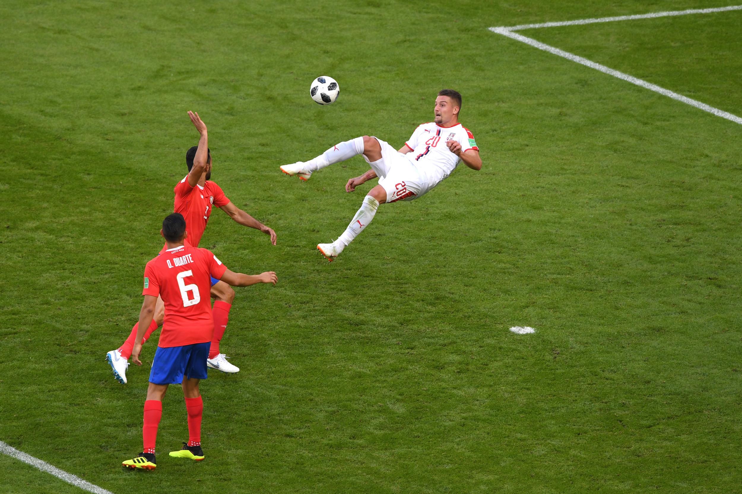 Milinković-Savić tries his luck with an overhead bicycle kick