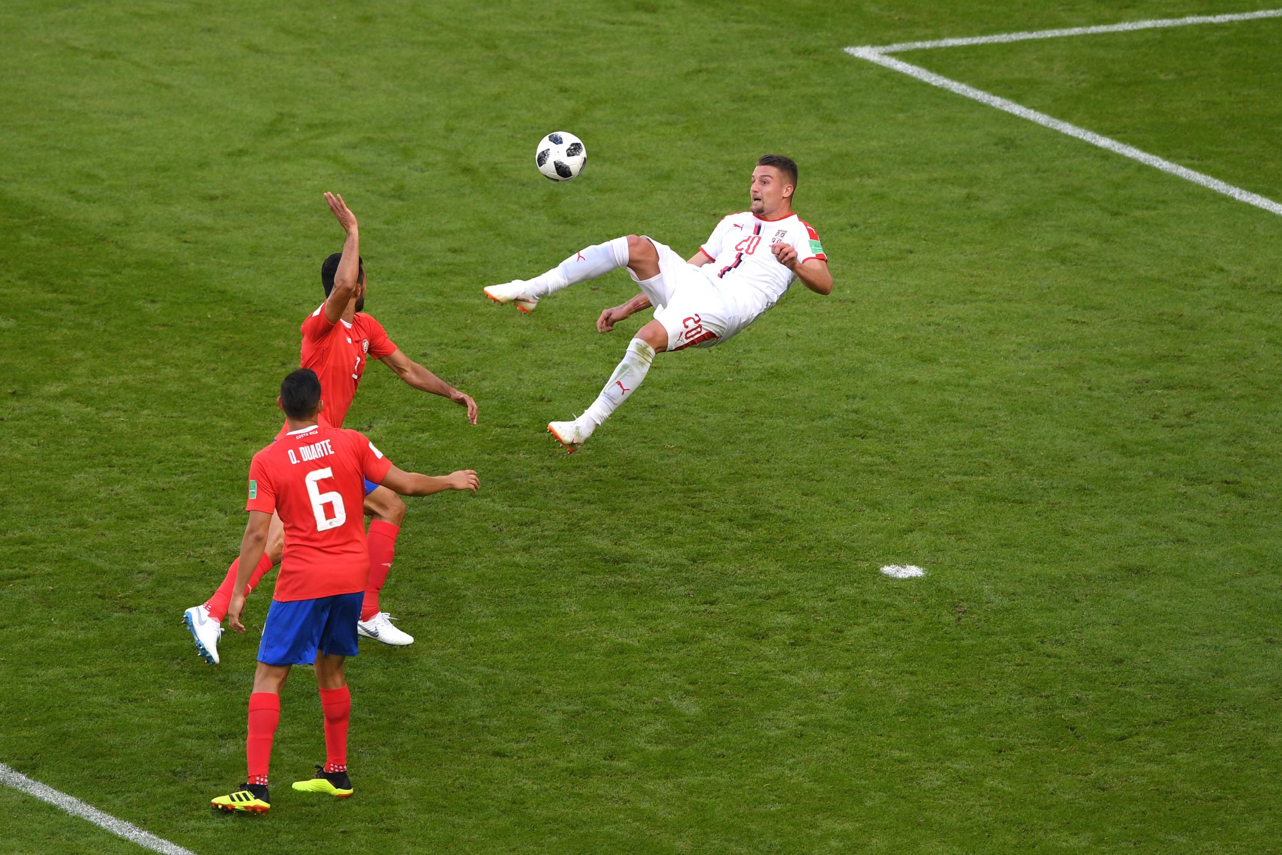 Milinković-Savić tries his luck with an overhead bicycle kick (G