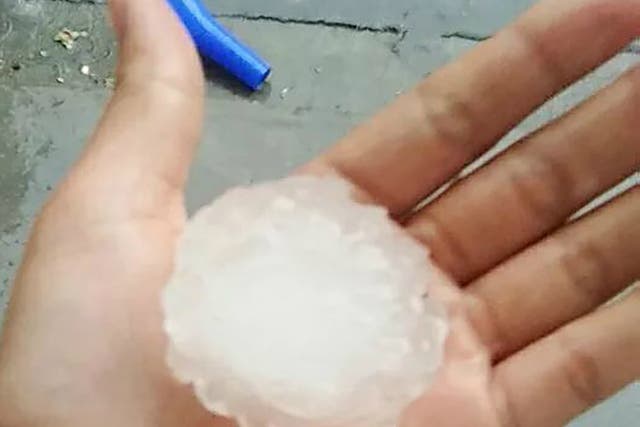 Huge hailstones rained down on the Chinese city of Qingdao