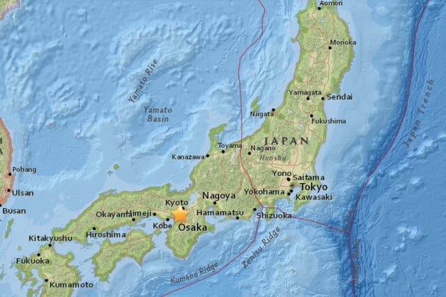 The quake struck Osaka during the Monday morning commute