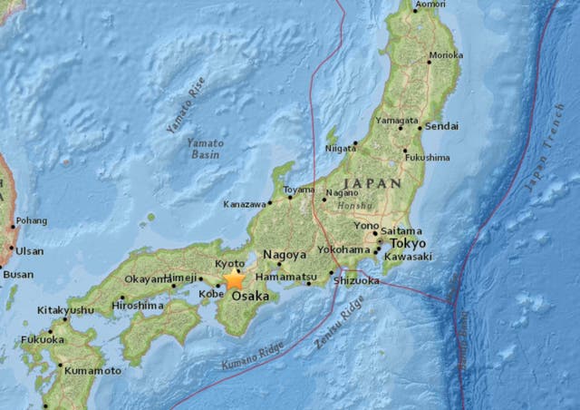 The quake struck Osaka during the Monday morning commute