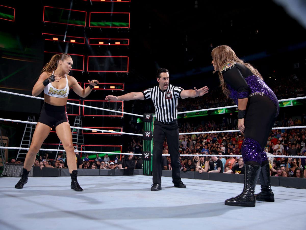 1200px x 900px - WWE Money in the Bank: Ronda Rousey shines in first singles match as AJ  Styles retains title in Shinsuke Nakamura feud | The Independent | The  Independent