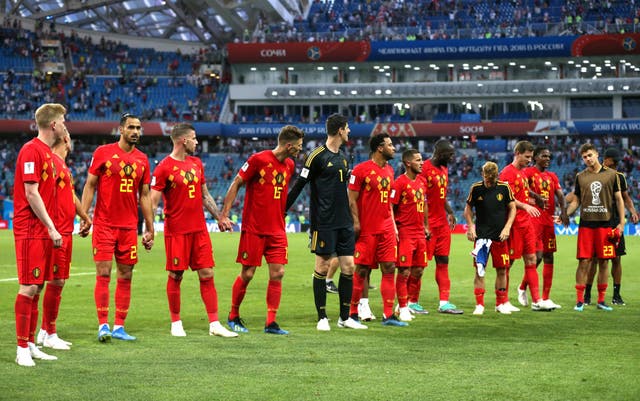Belgium's players celebrate after the final whistle in Sochi