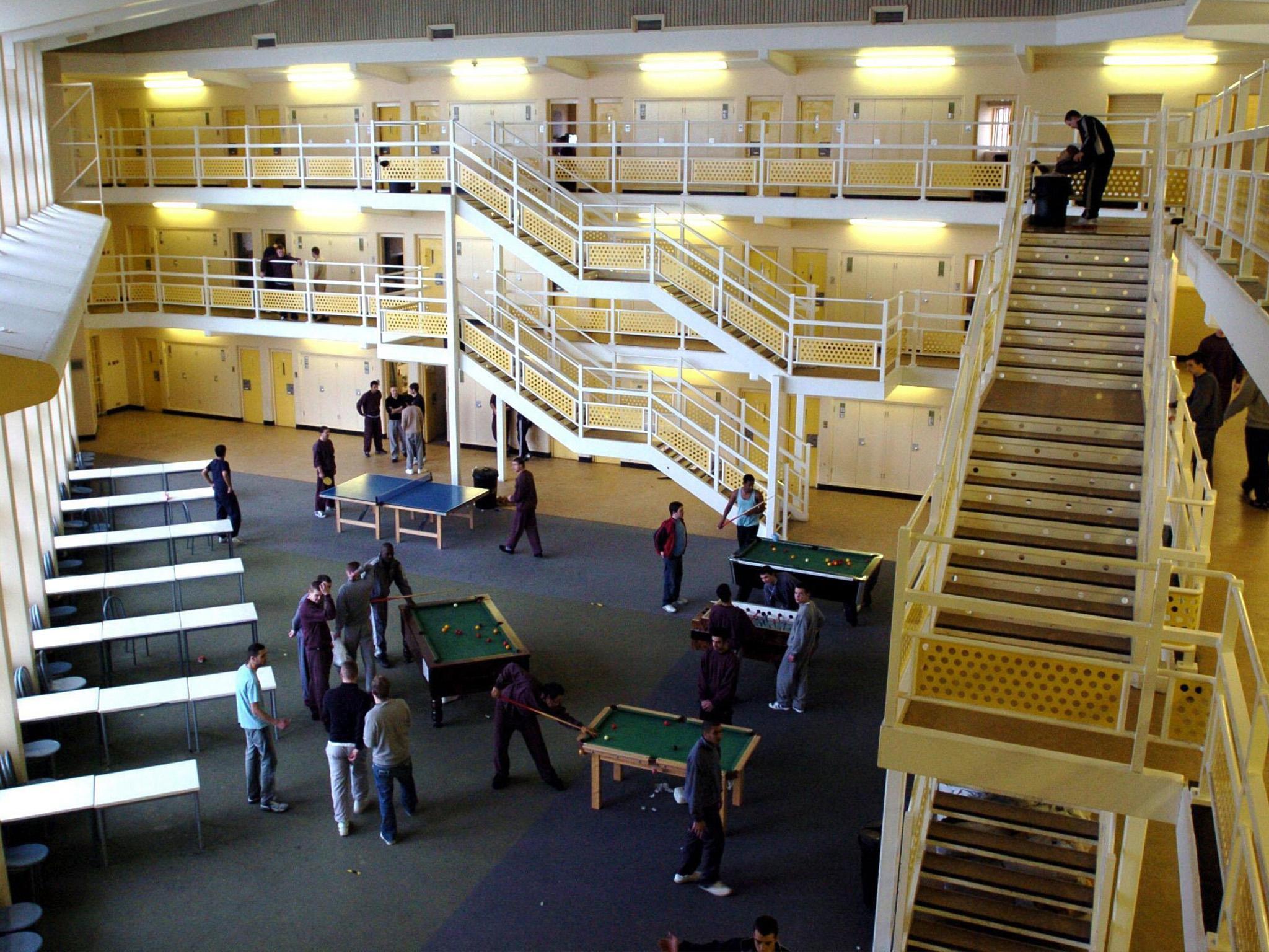 Inside a wing at Woodhill prison near Milton Keynes