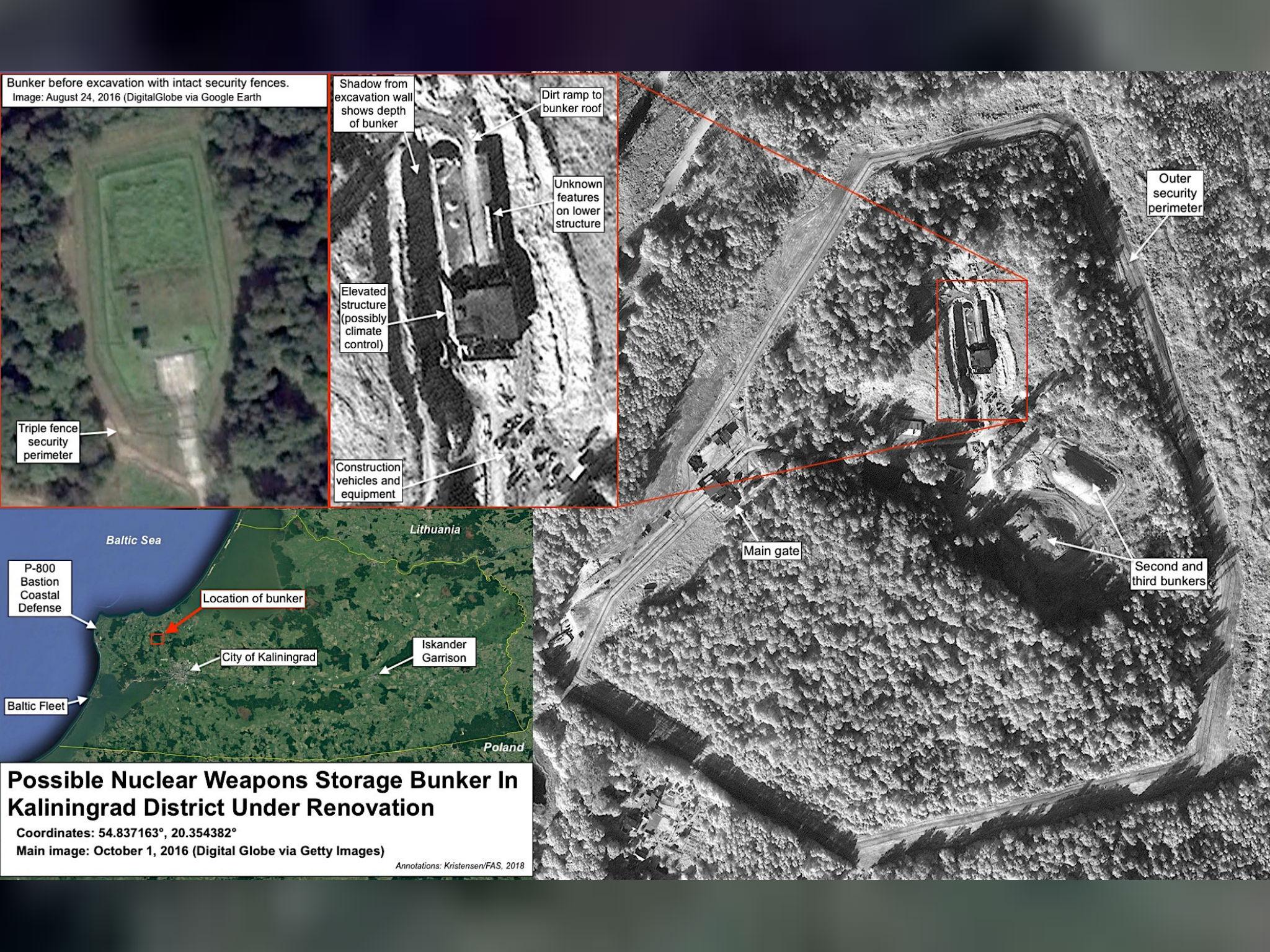 The satellite images show excavation and enforcement at a nuclear site in Russia