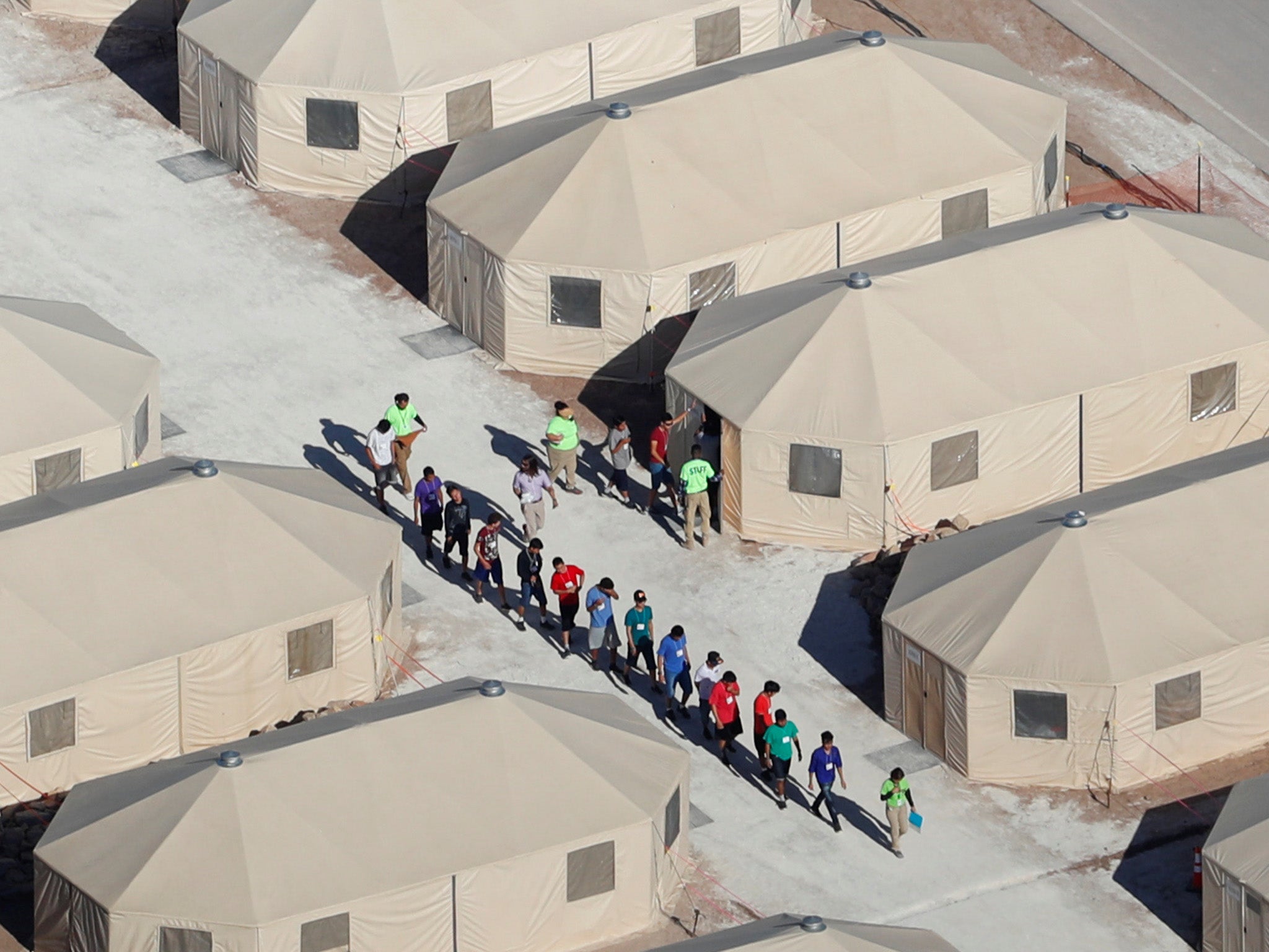 Children in America are being held in tents and converted supermarkets