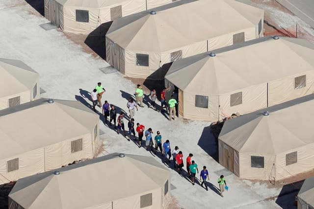 Children in America are being held in tents and converted supermarkets
