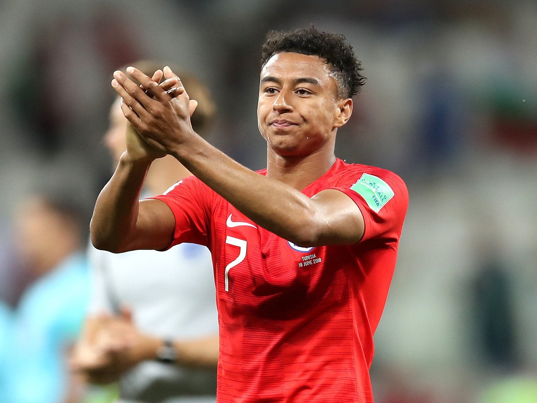 England's Jesse Lingard acknowledges fans after the final whistle