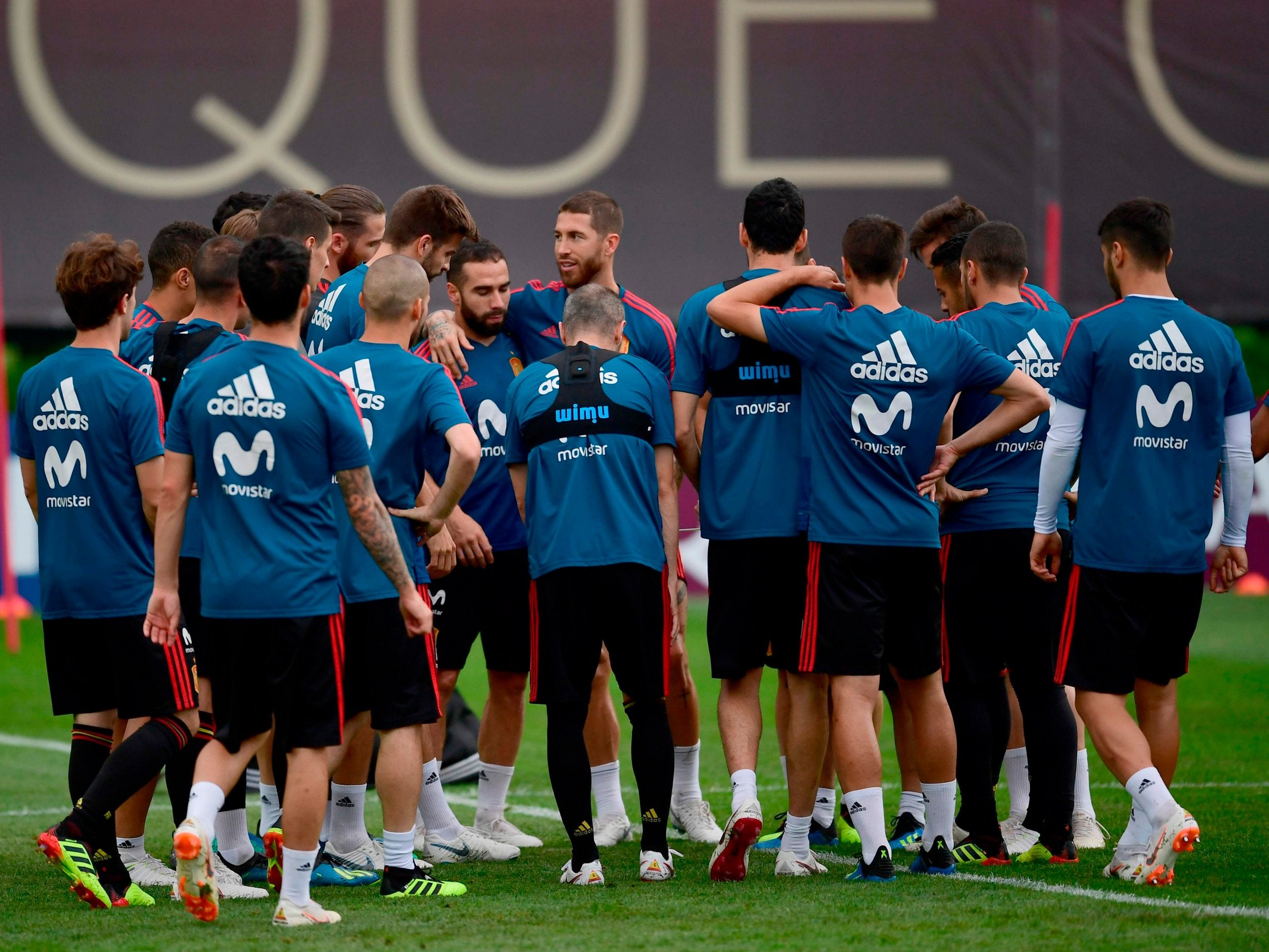 Spain's players attend a training session at Krasnodar Academy