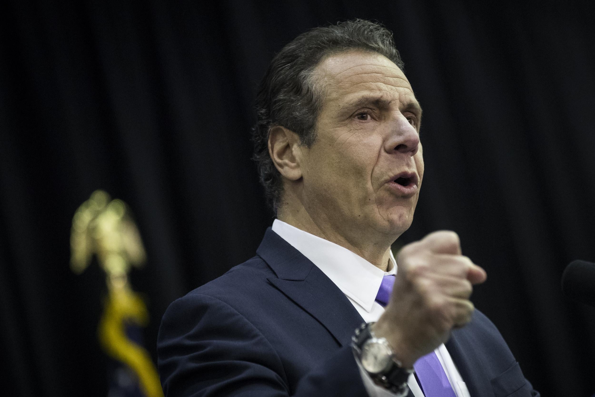 New York Governor Andrew Cuomo speaks during a bill signing event at John Jay College